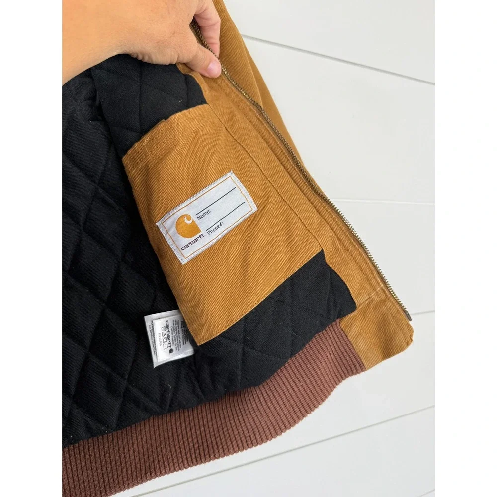 Carhartt Kids Insulated Duck Canvas Active Hooded Workwear Jacket Brown 7-8 S